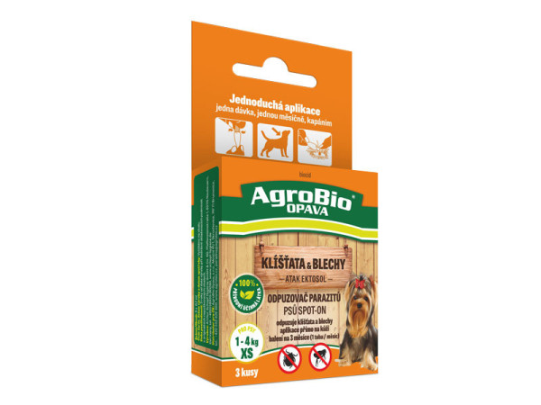 AgroBio ATAK Ektosol - Odpuzovač parazitů psů SpotOn, 3x0,7 ml (XS)