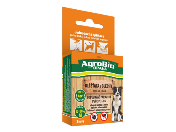 AgroBio ATAK Ektosol - Odpuzovač parazitů psů SpotOn, 3x2,2 ml (M)