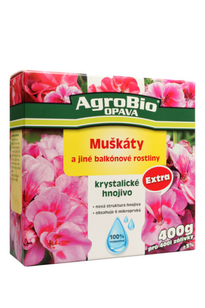 AgroBio Krystalické hnojivo Extra Muškáty, 400 g