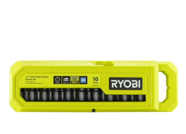 Ryobi RHDIS10PC, Sada 10 nástrčných hlavic do rázových utahováků na utahování nebo povolování.