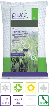 Trávníkové hnojivo PURE Fairway Plus, 19-3-5+2MgO, délka 6-8 týdnů, 10kg