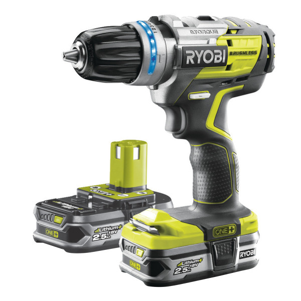 Ryobi R18PDBL-225S 18V Bezuhlíková akumulátorová příklepová vrtačka (2x2.5Ah)