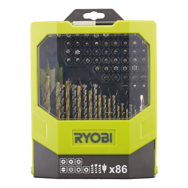 Ryobi RAK86MiXC Sada 86ks vrtáků a šroubovacích bitů, barevně rozlišené