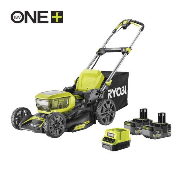 Ryobi RY18LMX46A-250 2 x 18V One Plus ™ Bezuhlíková sekačka na trávu, záběr 46 cm, 2 x 5,0Ah