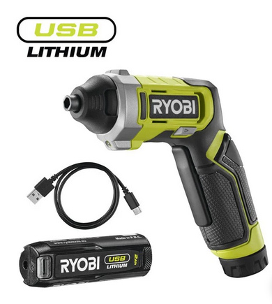Ryobi RSD4-120T 4V Akumulátorový šroubovák USB Lithium[%nl%]1 x 2,0 Ah akumulátor (RB420) + nabíječka