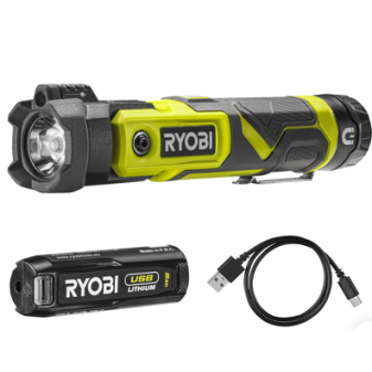 Ryobi RLP4-120G  4V Akumulátorové otočné světlo USB Lithium, 600 lumenů, 1 x 2,0 Ah akumulátor (