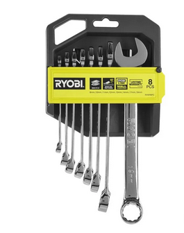 Ryobi RHWR8PC 8-dílná sada ráčny a nástrčných klíčů