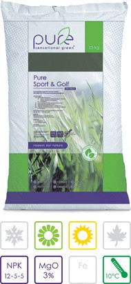 Trávníkové hnojivo PURE Sport & Golf, 12-5-5 +3MgO, délka 6-8 týdnů, 25kg