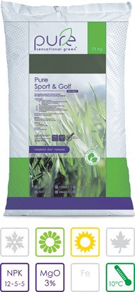 Trávníkové hnojivo PURE Sport & Golf, 12-5-5 +3MgO, délka 6-8 týdnů, 10kg